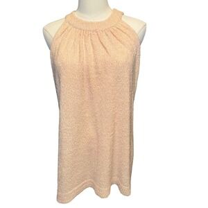 CURRENT AIR Los Angeles Peach Textured Knit Halter Neck Sleeveless Top Large NEW